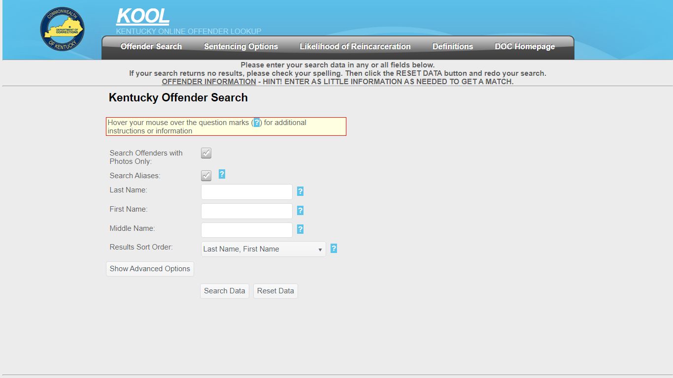 Kentucky Offender Search - Kentucky Department of ...